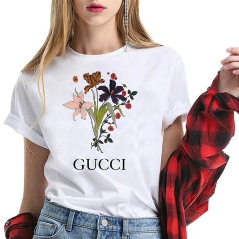 t shirt gucci fleur|gucci floral print shirt.